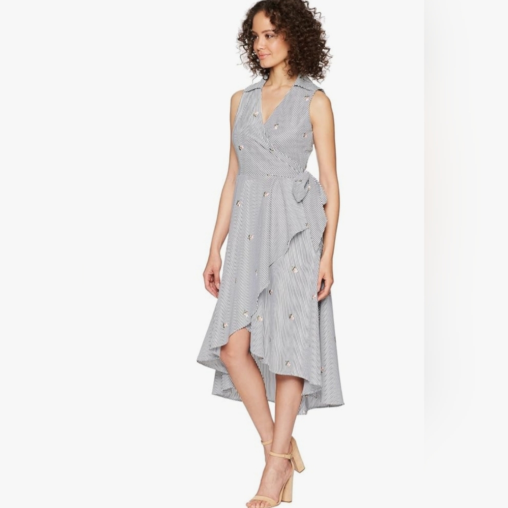 Striped Sleeveless Wrap‎ Dress